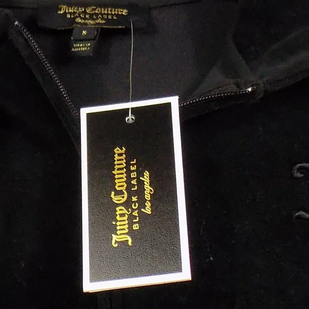 Juicy Couture Black Label Black Velour Hooded Poncho Size Small NWT - Picture 7 of 12